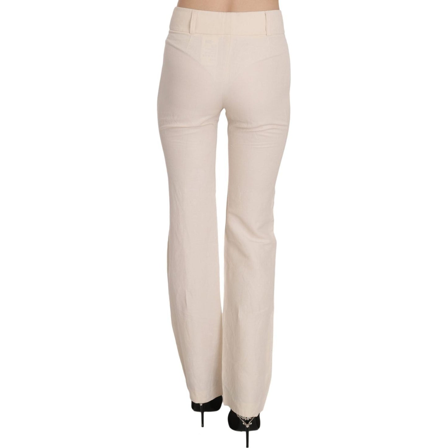 LAUREL Elevated White High Waist Flared Trousers white-high-waist-silk-blend-flared-dress-trousers-pants