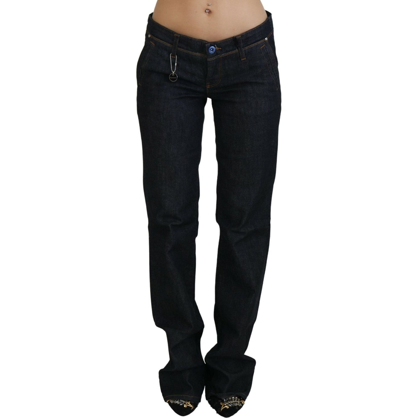 Costume National Chic Low Waist Straight Leg Designer Jeans blue-low-waist-straight-denim-pants-jeans-1