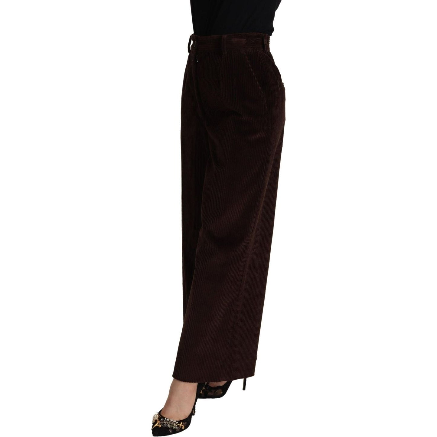Dolce & Gabbana Elegant High-Waisted Wide Leg Pants black-cotton-high-waist-trouser-wide-leg-pants