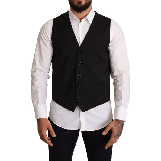 Dolce & Gabbana Elegant Black Formal Dress Vest Vest Jacket black-wool-formal-waistcoat-dress IMG_0774-scaled-05bc4394-1f2.jpg