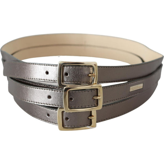 GF Ferre Metallic Bronze Leather Fashion Belt Belt bronze-gold-chrome-metal-buckle-belt