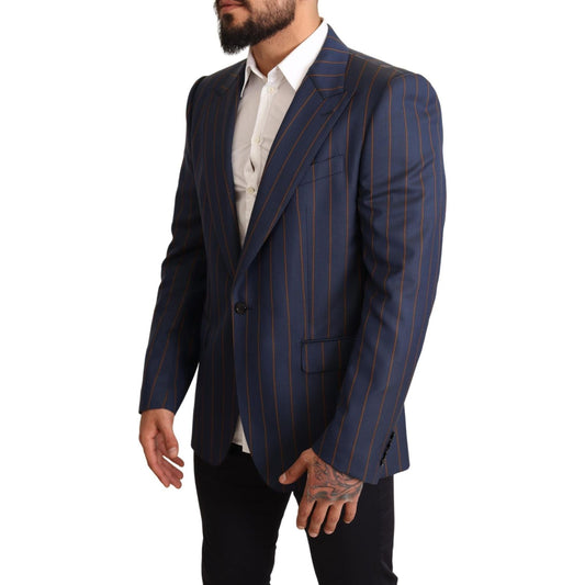 Dolce & GabbanaElegant Slim Fit Blue Striped Wool BlazerMcRichard Designer Brands£1059.00