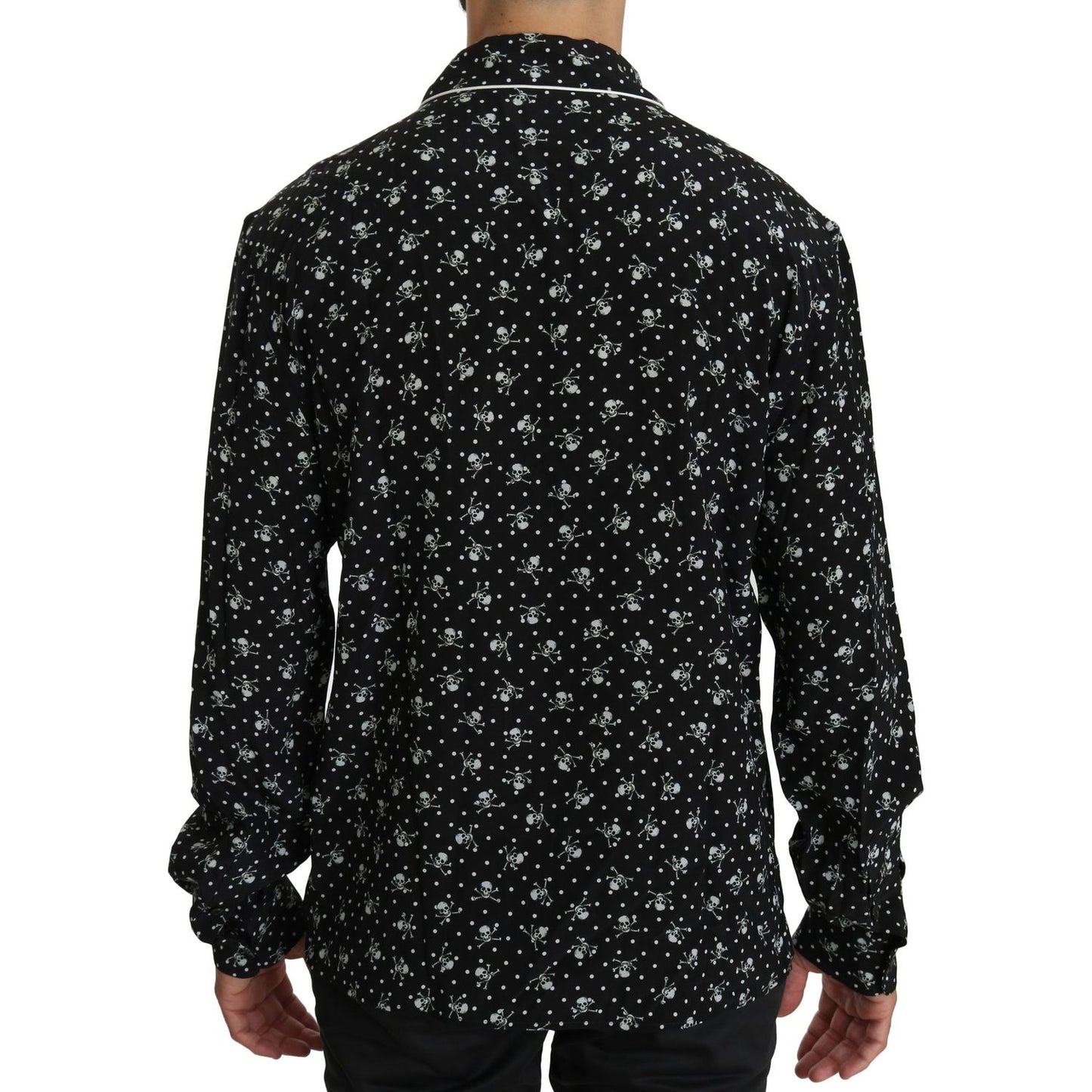 Dolce & Gabbana Elegant Silk Pajama Shirt with Skull Print black-skull-print-silk-sleepwear-shirt IMG_0788-scaled-d2705c83-b90.jpg