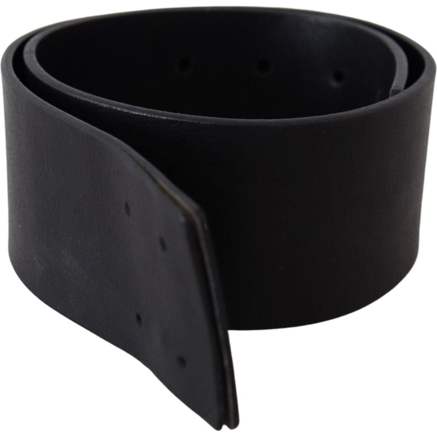 GF Ferre Elegant Solid Black Leather Belt Belt black-genuine-leather-wide-logo-waist-belt