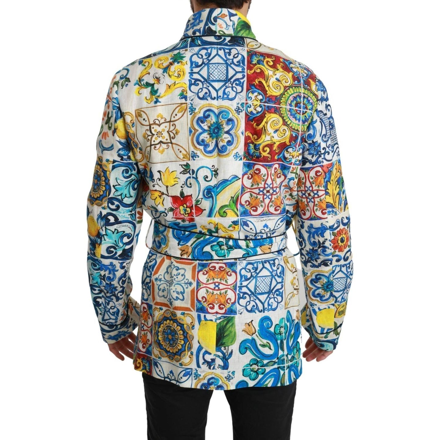 Dolce & Gabbana Multicolor Majolica Robe Jacket Coat Coats & Jackets majolica-brocade-linen-robe-coat-jacket