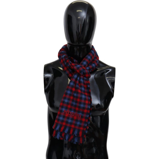 Missoni Chic Check Pattern Wool Scarf with Logo Embroidery multicolor-check-wool-unisex-neck-wrap-shawl