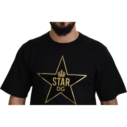 Dolce & Gabbana Gold Star DG Emblem Crewneck Tee black-gold-star-crown-dg-cotton-crewneck-t-shirt