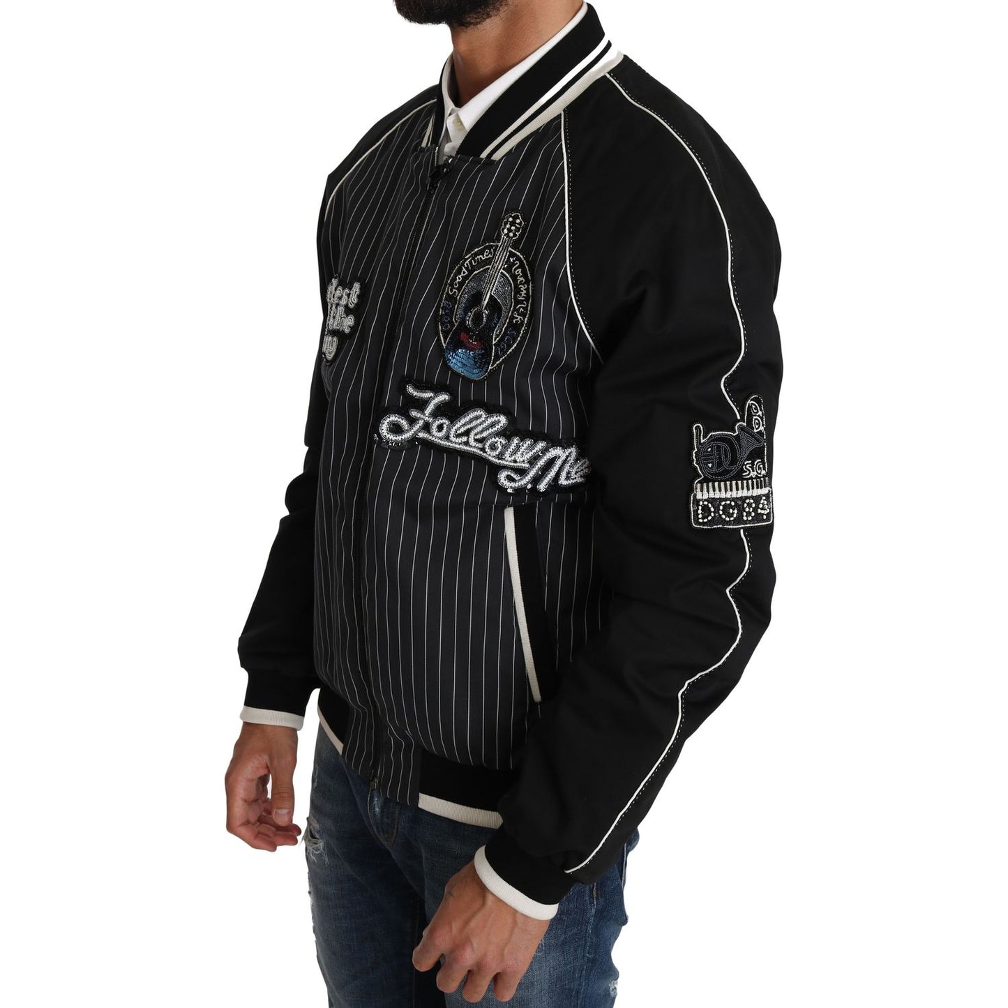 Dolce & Gabbana Elegant Sequined Black Bomber Jacket Coats & Jackets black-dd58-sg62-sequined-beaded-jacket