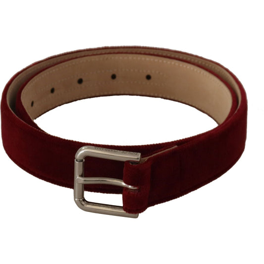 Dolce & Gabbana Elegant Velvet Logo Engraved Belt red-velvet-silver-logo-engraved-metal-buckle-belt IMG_0820-1-6885c17d-16b.jpg