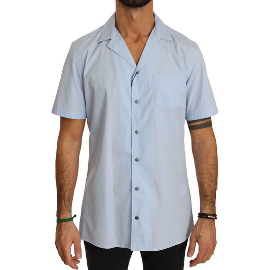 Dolce & Gabbana Elegant Blue Cotton Casual Shirt blue-short-sleeve-100-cotton-top-shirt IMG_0825-scaled-ed854d2e-b73.jpg