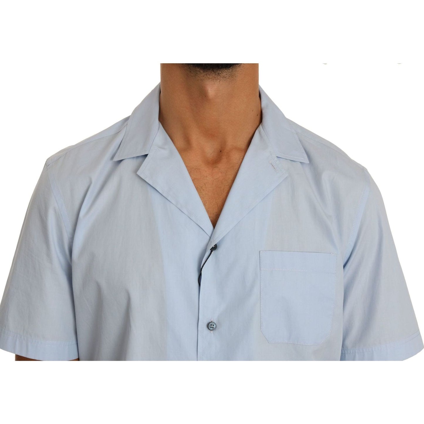 Dolce & Gabbana Elegant Blue Cotton Casual Shirt blue-short-sleeve-100-cotton-top-shirt