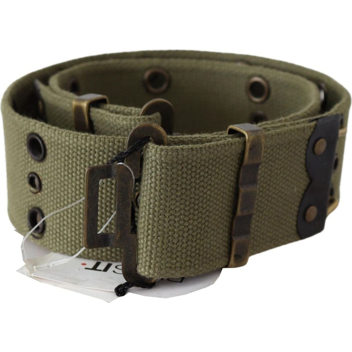 Ermanno Scervino Chic Army Green Cotton Waist Belt Belt green-100-cotton-rustic-bronze-buckle-belt