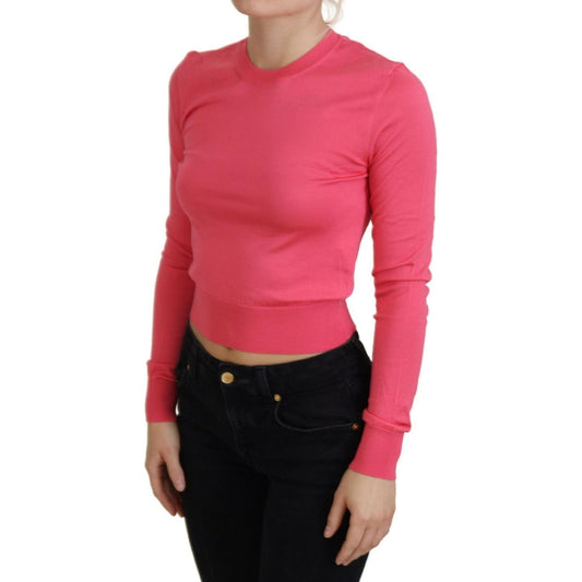 Dolce & GabbanaElegant Pink Cropped Crewneck SweaterMcRichard Designer Brands£359.00