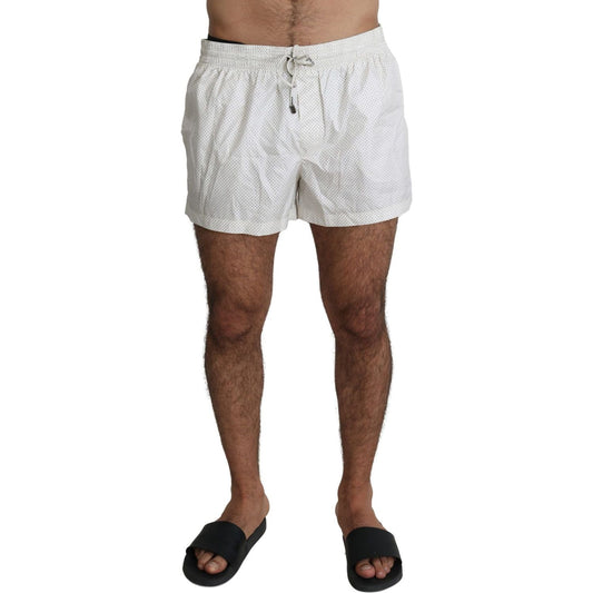 Dolce & Gabbana Chic Polka Dot Swim Shorts Trunks white-polka-beachwear-shorts-mens-swimshorts-1