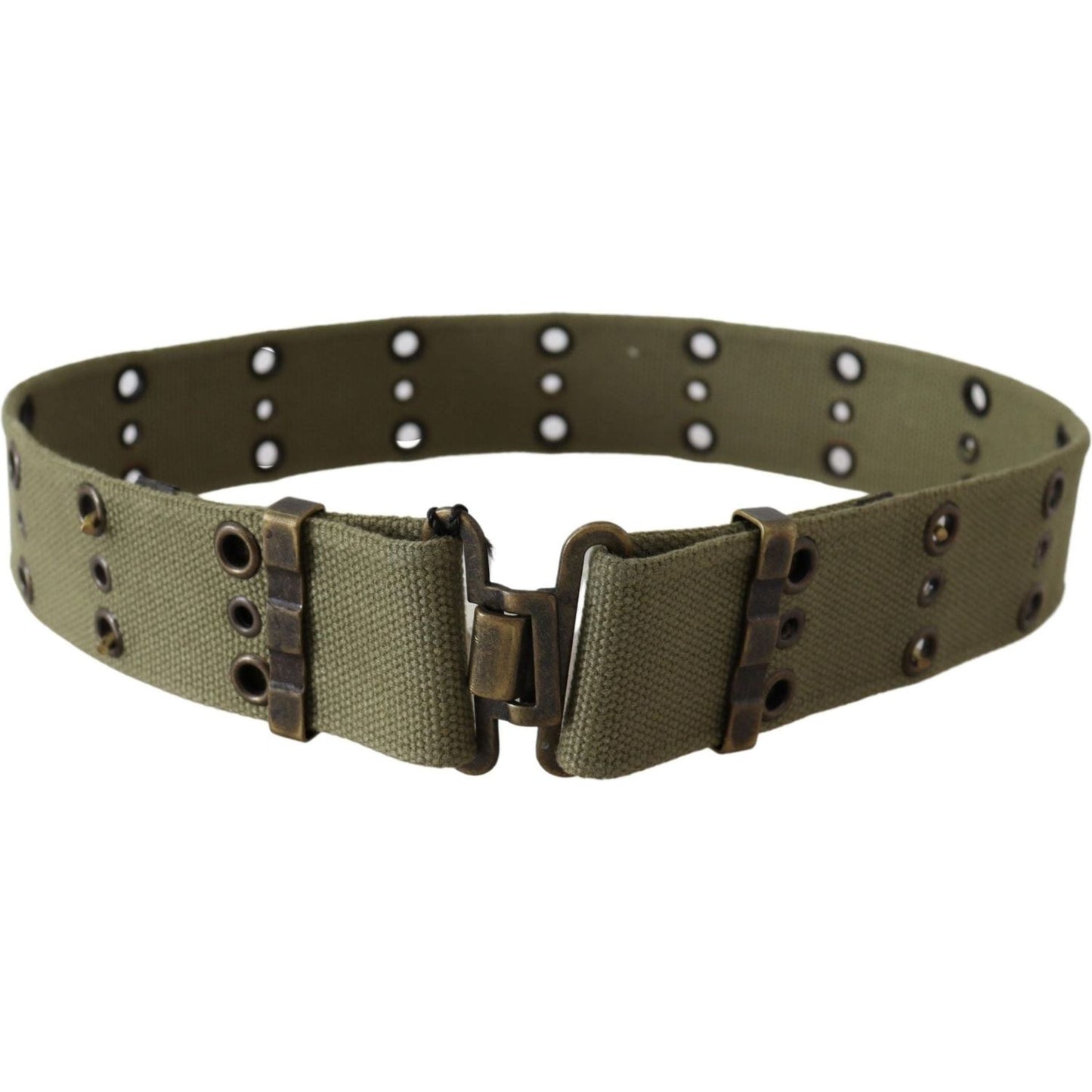 Ermanno Scervino Chic Army Green Cotton Waist Belt green-100-cotton-rustic-bronze-buckle-belt Belt IMG_0835-scaled-4b5b4a87-d21.jpg
