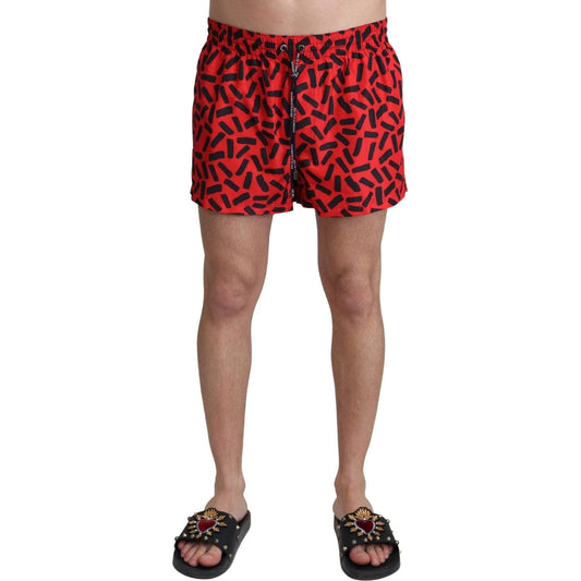 Dolce & Gabbana Radiant Red Drawstring Swim Trunks red-patterned-beachwear-shorts-swimwear-1 IMG_0845-scaled-f5573d40-738.jpg