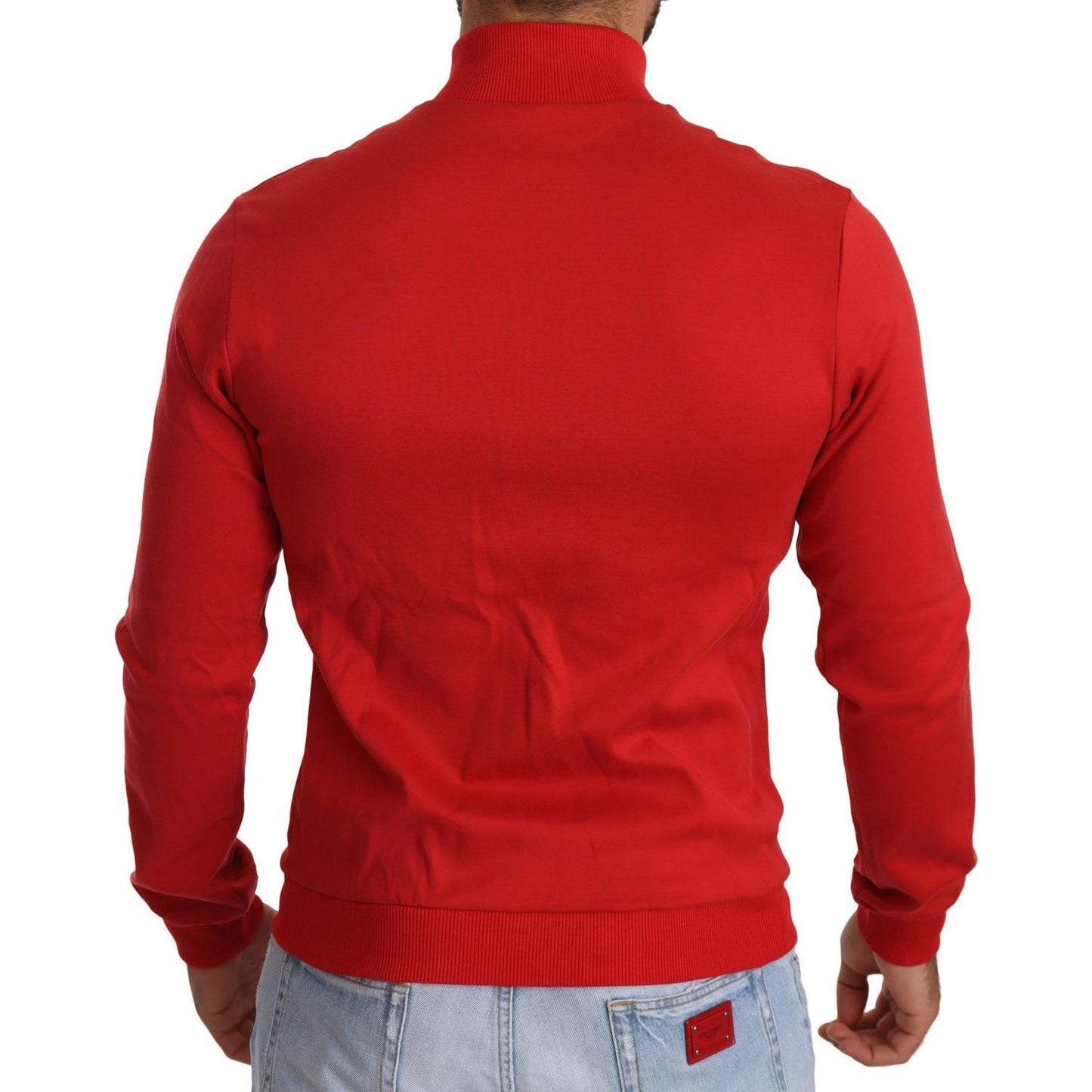 Dolce & Gabbana Elegant Red Full Zip Sweater with DG Motor Club Motif MAN SWEATERS red-dg-motor-club-zipper-stretch-sweater