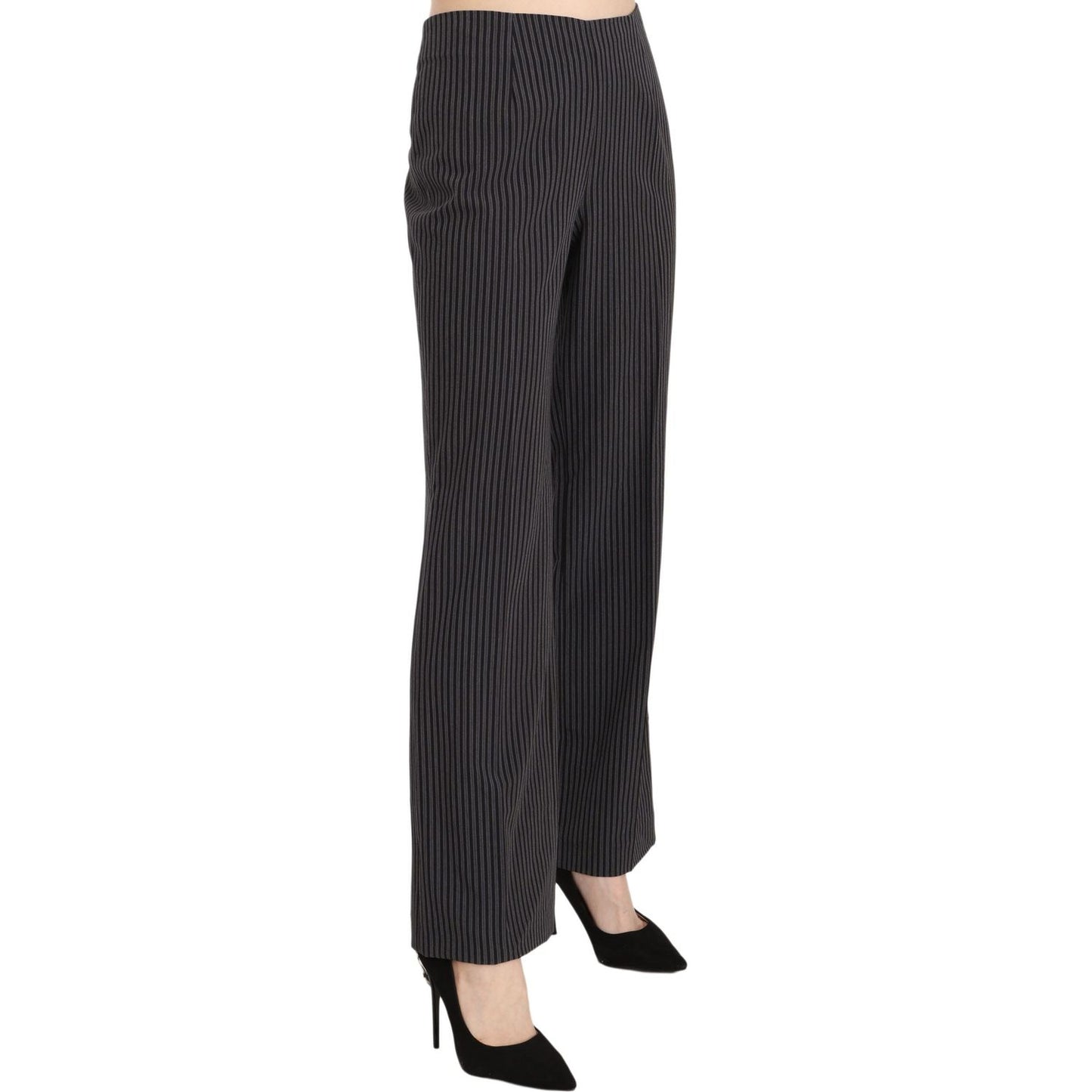 BENCIVENGA Elegant Striped Straight Fit Pants Jeans & Pants black-striped-cotton-sretch-dress-trousers-pants