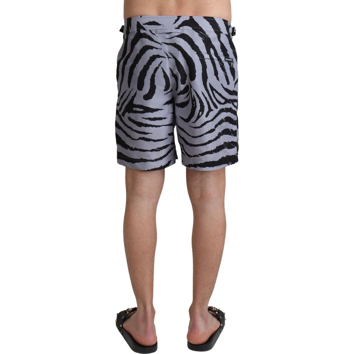 Dolce & Gabbana Elegant Gray Zebra Print Swim Trunks gray-zebra-print-beachwear-shorts IMG_0856-scaled-f350e3af-27c.jpg