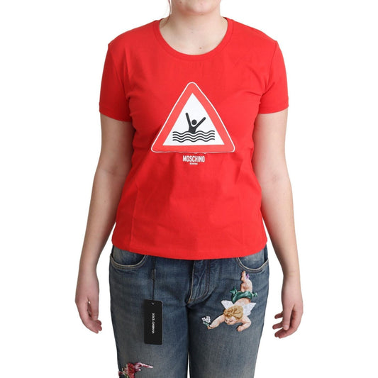 Moschino Chic Red Graphic Cotton Tee red-cotton-swim-graphic-triangle-print-t-shirt