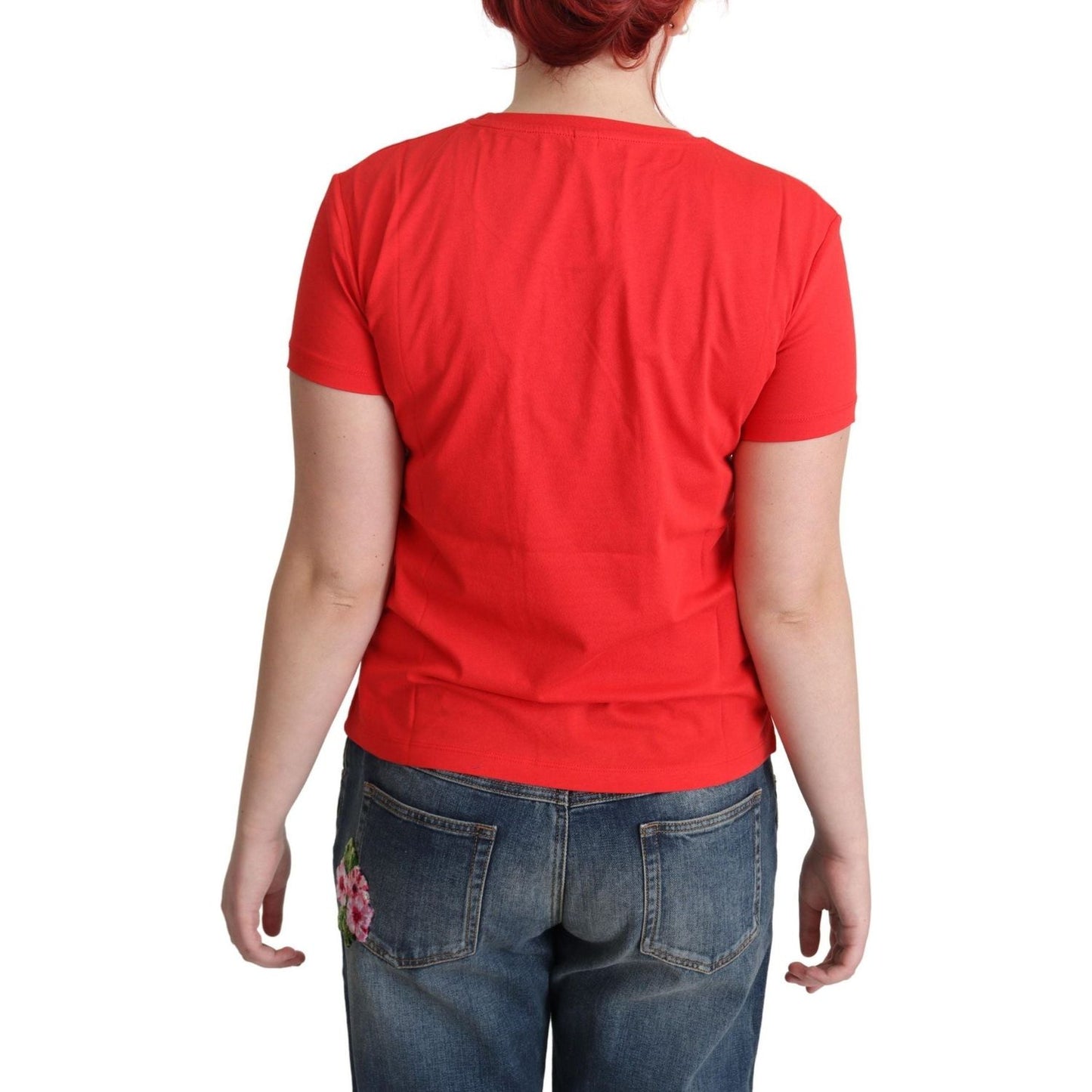 Moschino Chic Red Graphic Cotton Tee red-cotton-swim-graphic-triangle-print-t-shirt