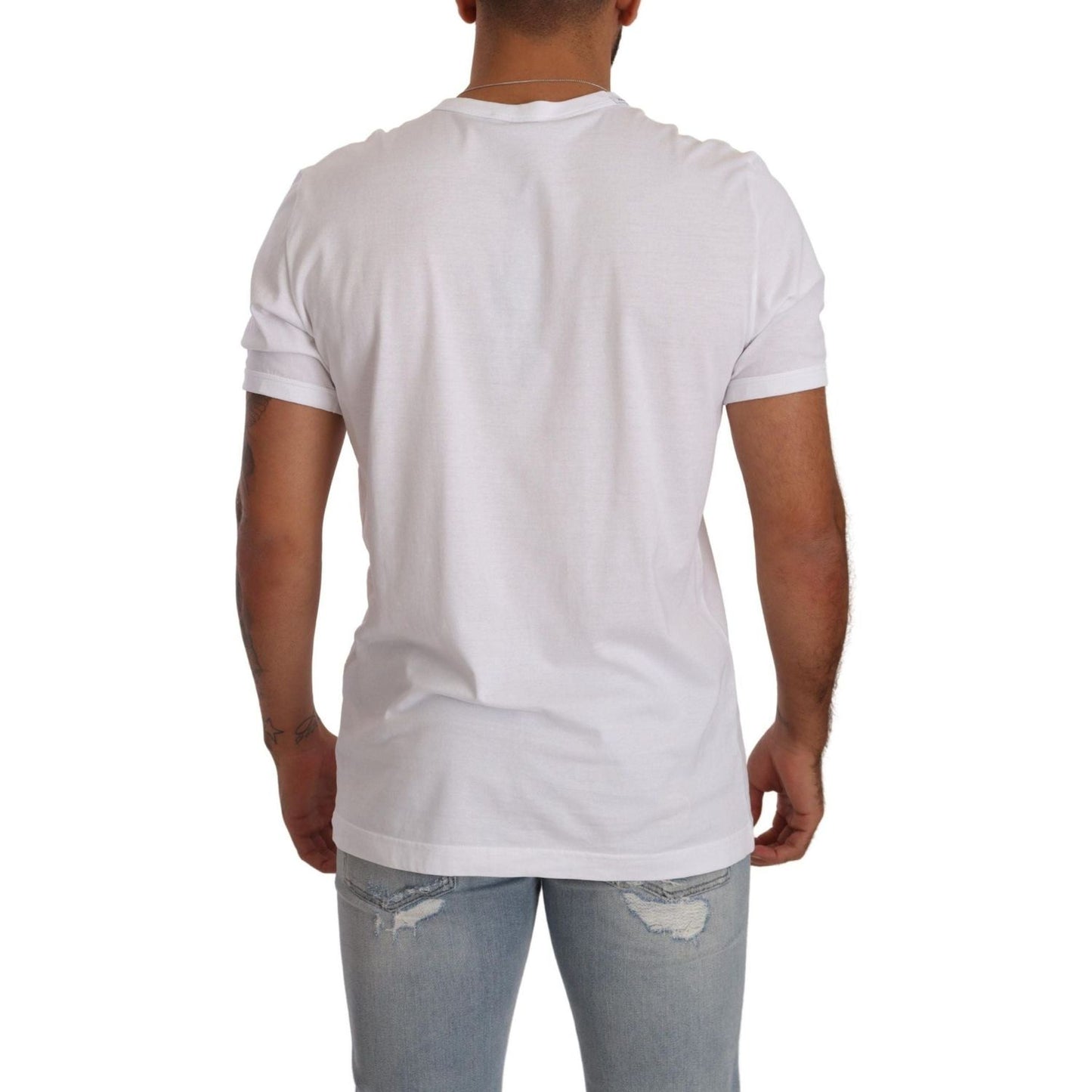 Dolce & Gabbana Elegant White Cotton Crewneck Tee white-crewneck-short-sleeve-cotton-t-shirt-2