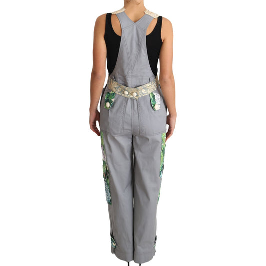 Dolce & Gabbana Exquisite Floral Embellished Denim Overalls gray-overall-jeans-gray-denim-crystal-hortensia IMG_0880-1-scaled.jpg
