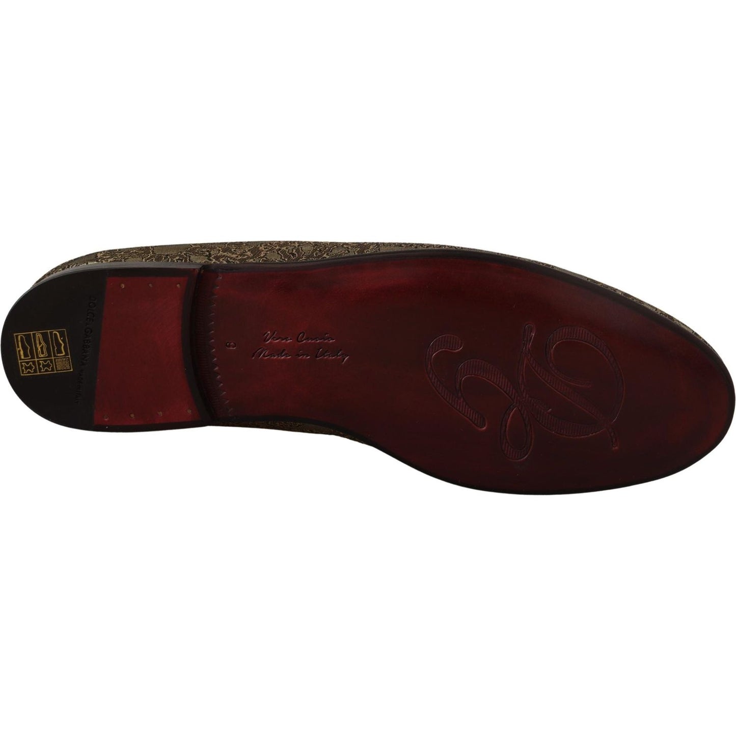 Dolce & Gabbana Gold Tone Loafers Slides Dress Shoes gold-jacquard-flats-mens-loafers-shoes-1