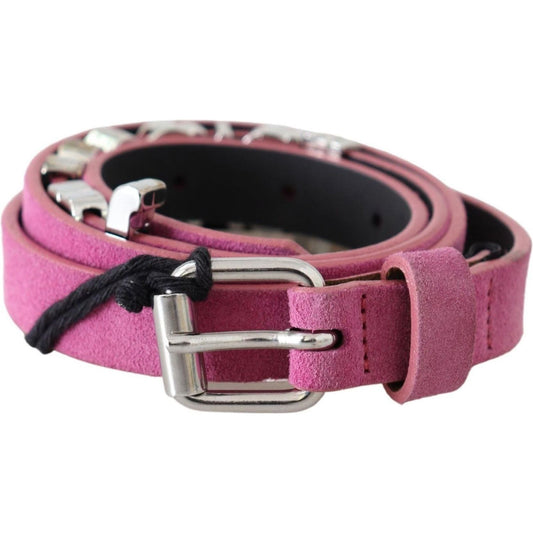 Just Cavalli Fuschia Pink Leather Waist Belt Belt pink-silver-chrome-metal-buckle-waist-belt