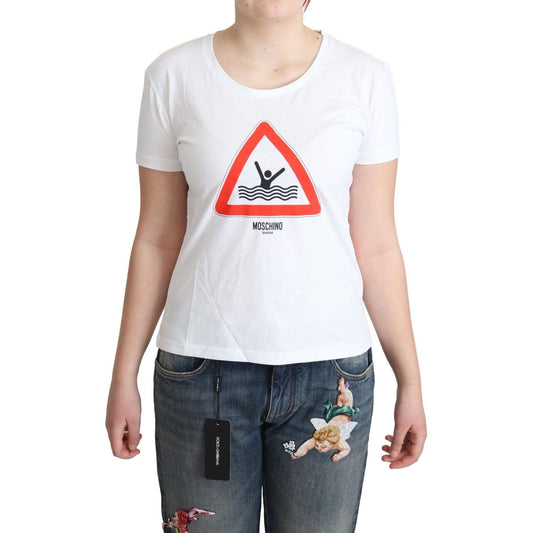 Moschino Chic Triangle Graphic Cotton Tee white-cotton-graphic-triangle-print-t-shirt