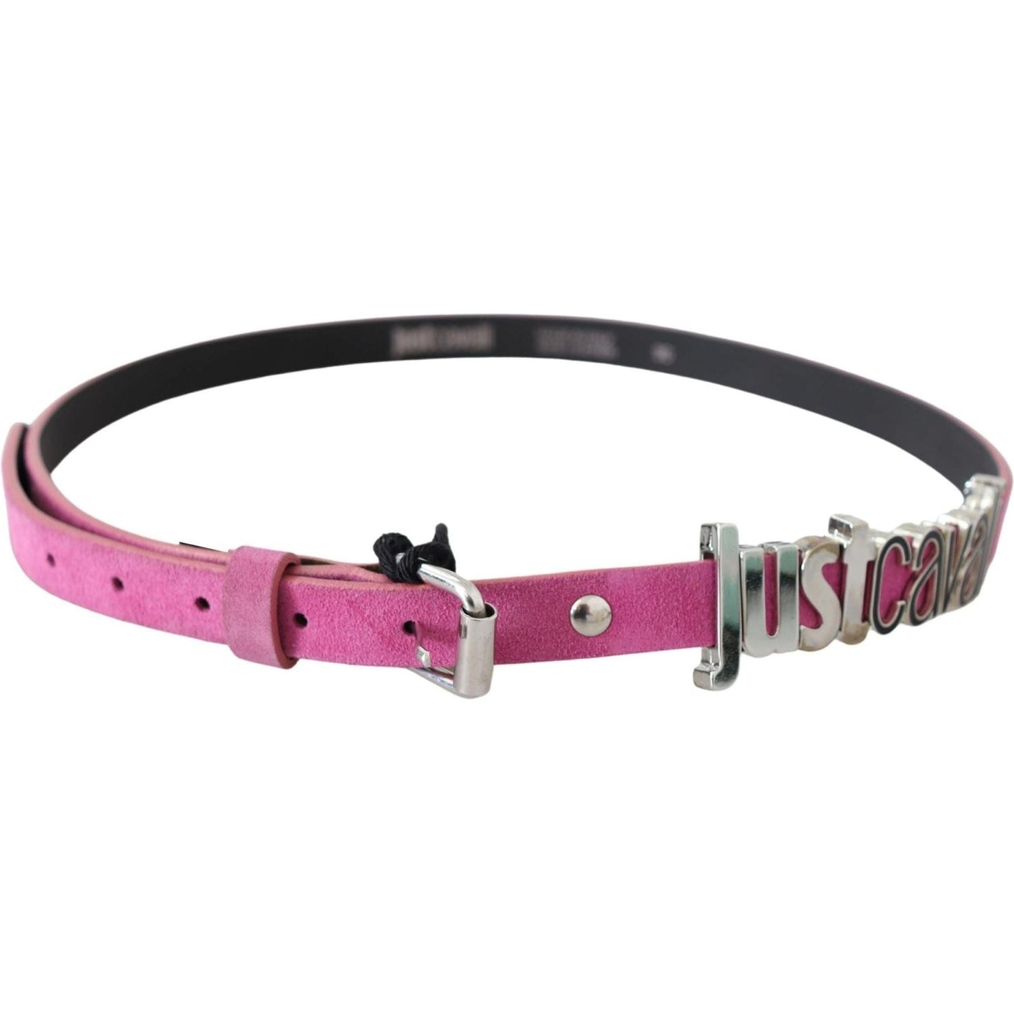 Just Cavalli Fuschia Pink Leather Waist Belt Belt pink-silver-chrome-metal-buckle-waist-belt