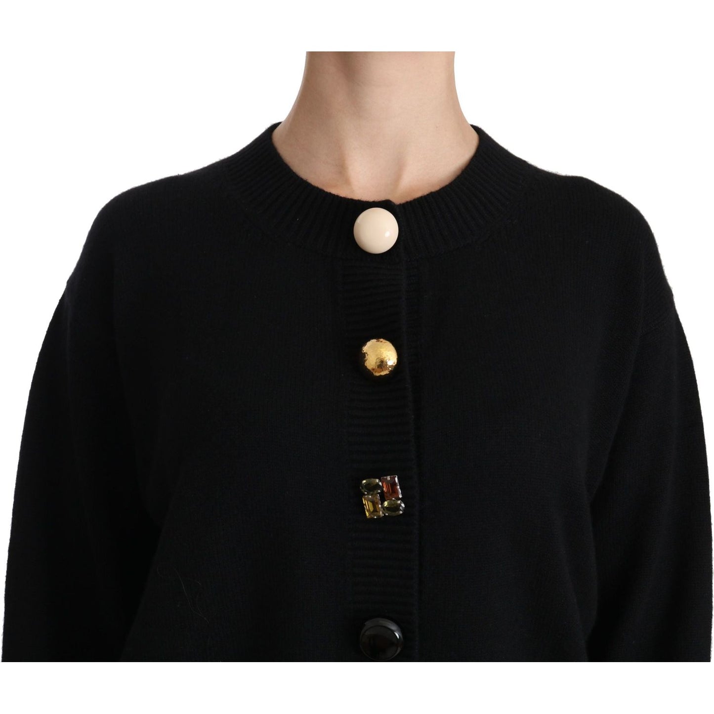 Dolce & GabbanaElegant Black Cashmere Cardigan TopMcRichard Designer Brands£789.00