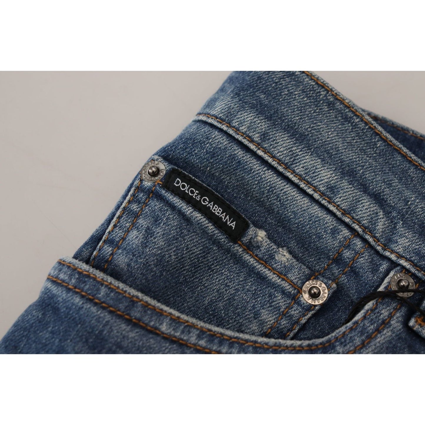 Dolce & Gabbana Elegant Slim Fit Italian Denim Jeans blue-wash-cotton-stretch-skinny-denim-jeans