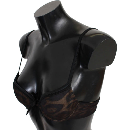 Roberto Cavalli Sultry Leopard Push-Up Bra black-leopard-nylon-push-up-bra-underwear