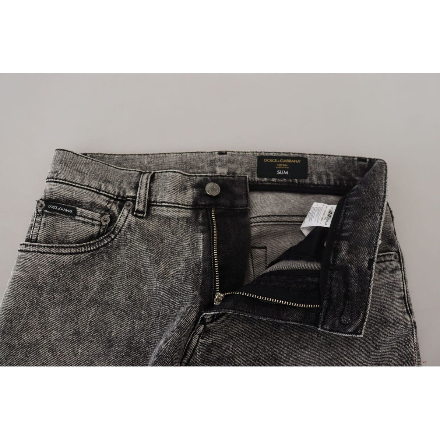 Dolce & Gabbana Elegant Gray Washed Denim Pants gray-washed-cotton-low-waist-denim-jeans