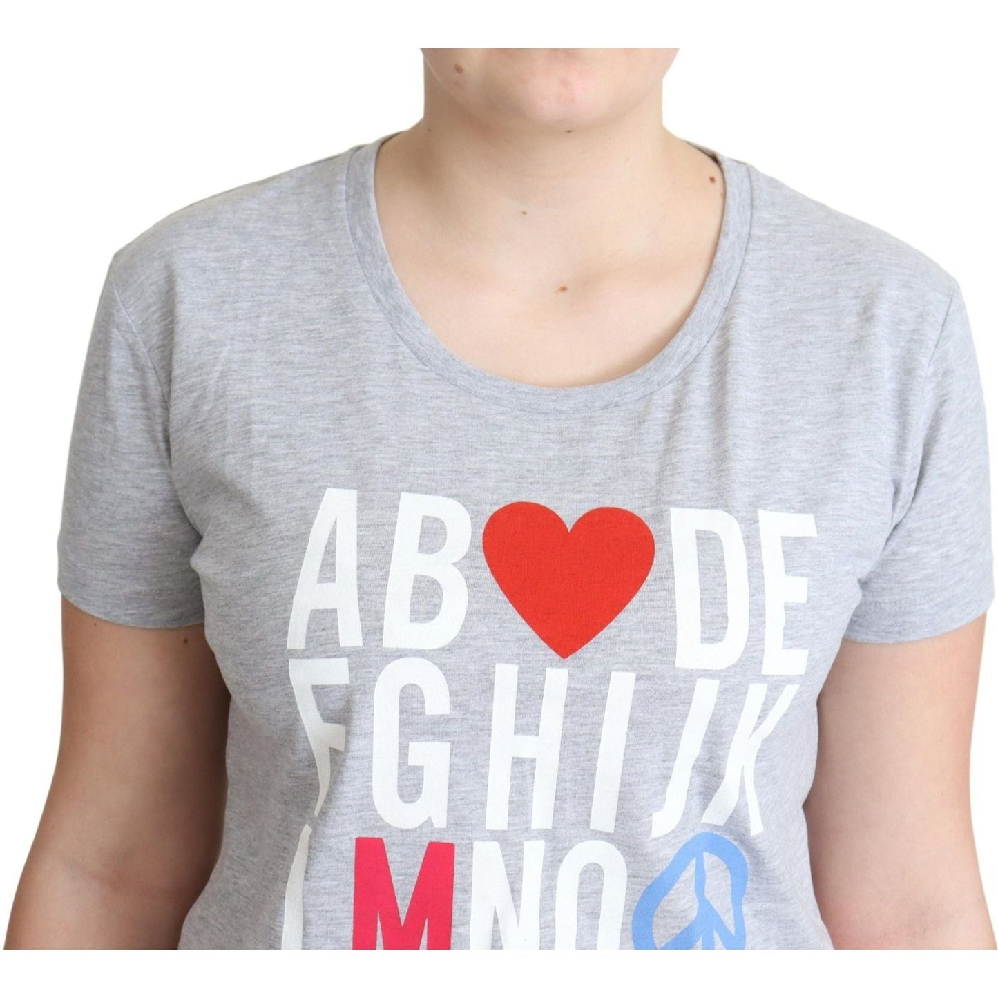 Moschino Elegant Alphabet Printed Cotton Tee gray-cotton-alphabet-letter-print-t-shirt