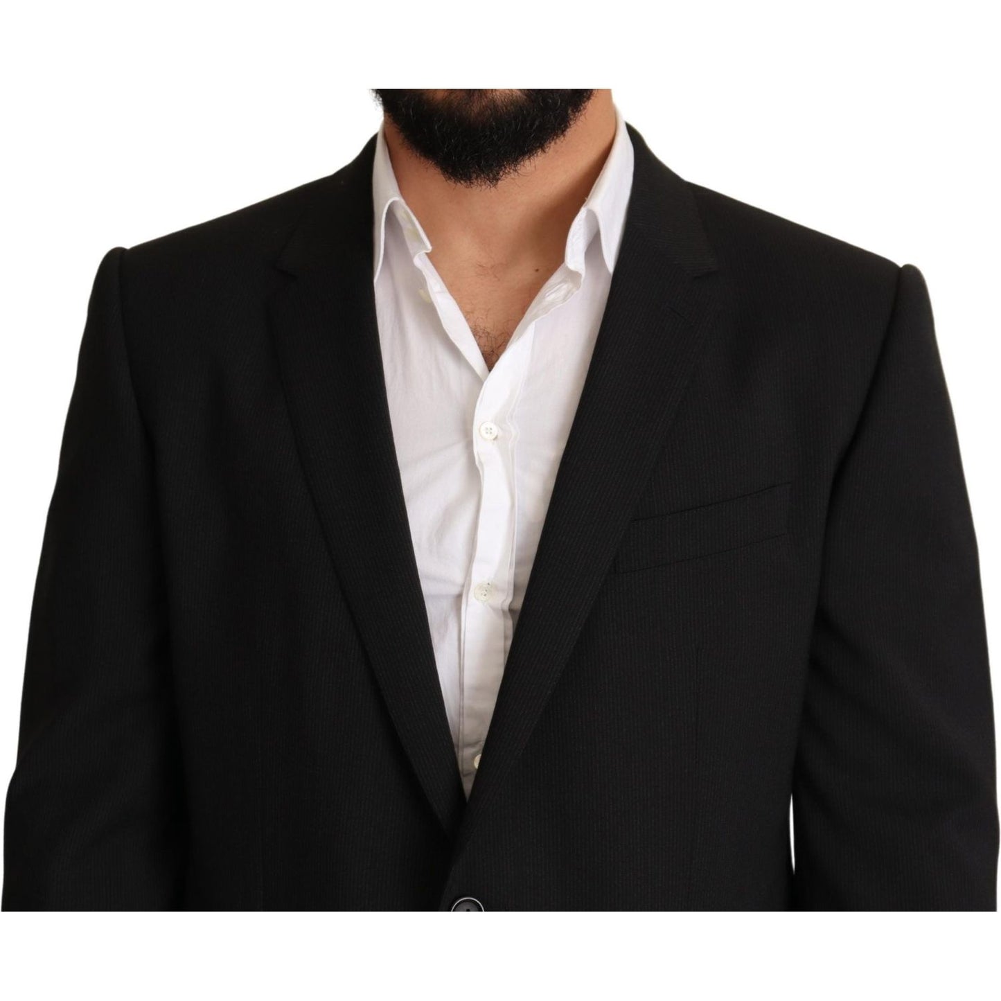 Dolce & Gabbana Elegant Slim Fit Martini Blazer Jacket black-striped-martini-jacket-blazer