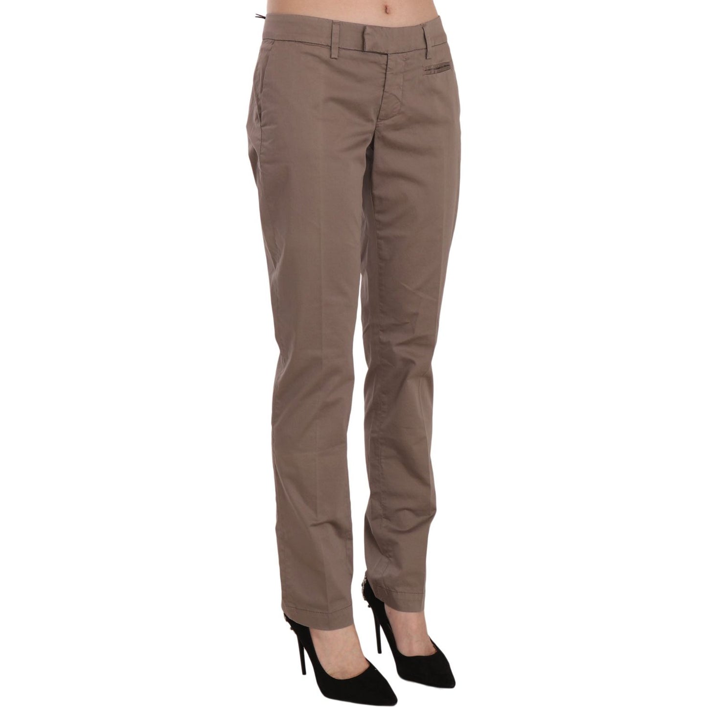 Dondup Chic Brown Straight Cut Trousers brown-low-waist-straight-cut-trouser-pant