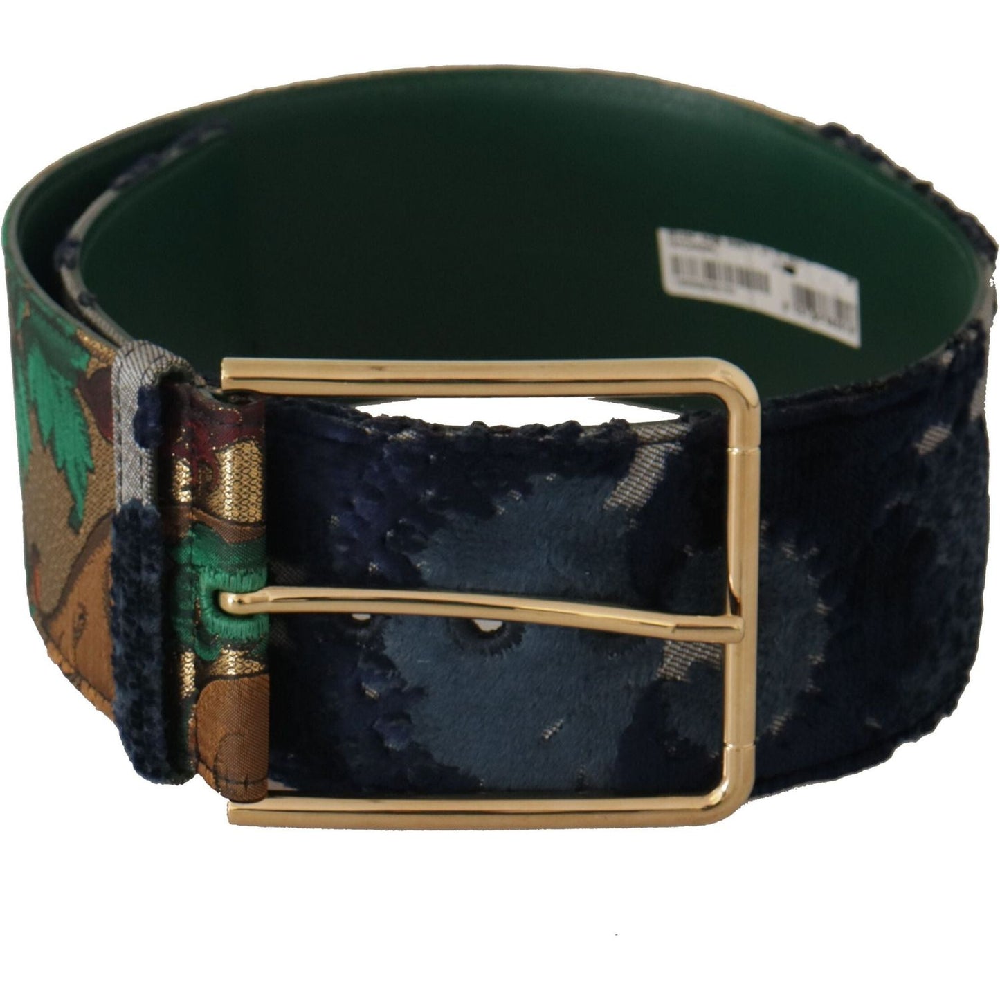 Dolce & Gabbana Elegant Green Leather Belt with Logo Buckle green-jacquard-embroid-leather-gold-metal-buckle-belt IMG_0916-2-scaled-dc39e440-808.jpg