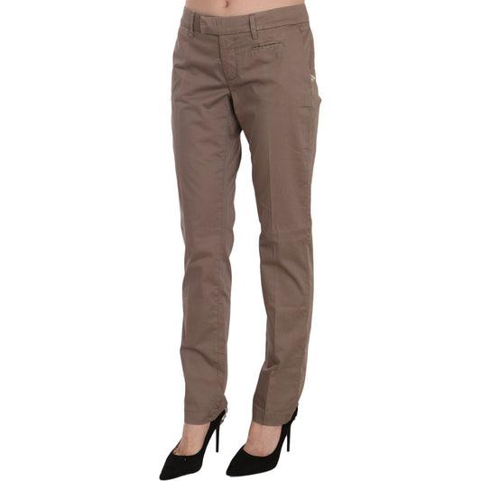 Dondup Chic Brown Straight Cut Trousers brown-low-waist-straight-cut-trouser-pant