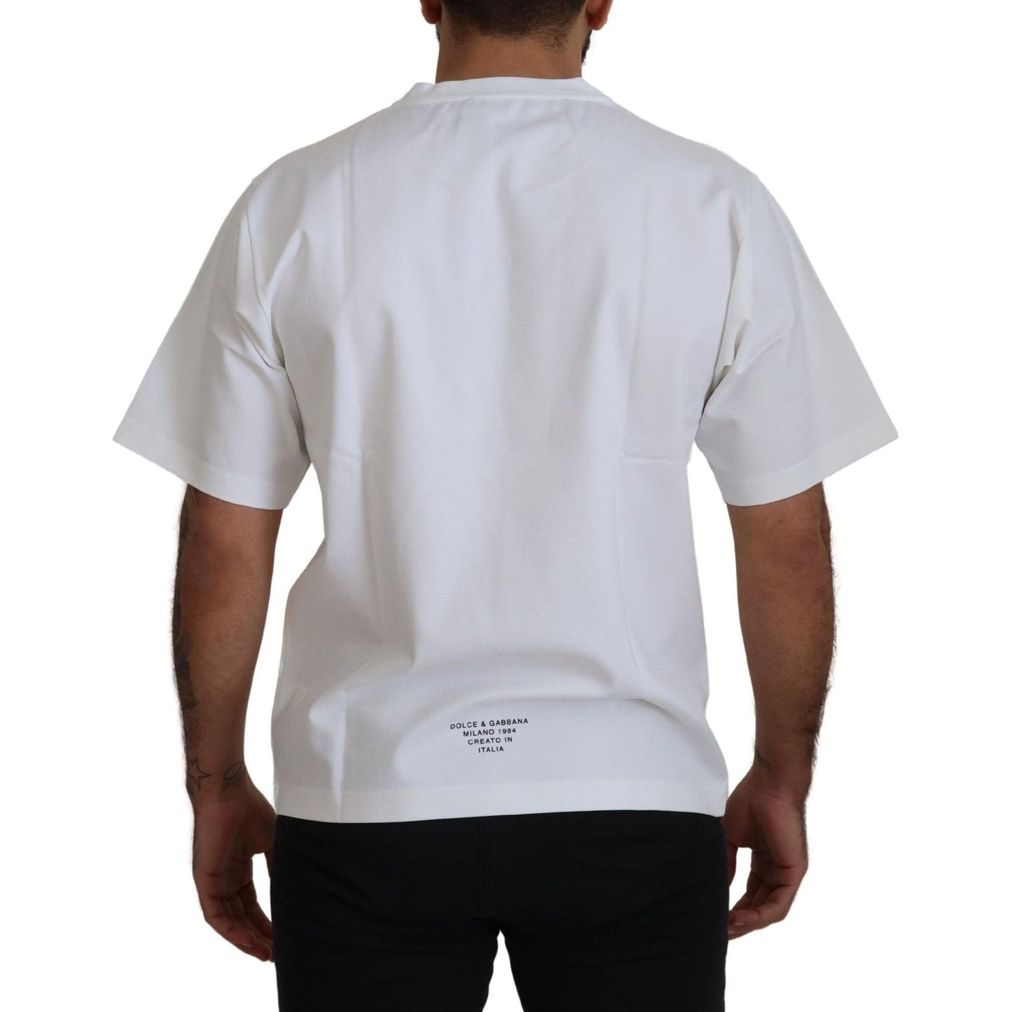 Dolce & Gabbana Timeless White Logo Crewneck Tee white-logo-print-cotton-crewneck-t-shirt