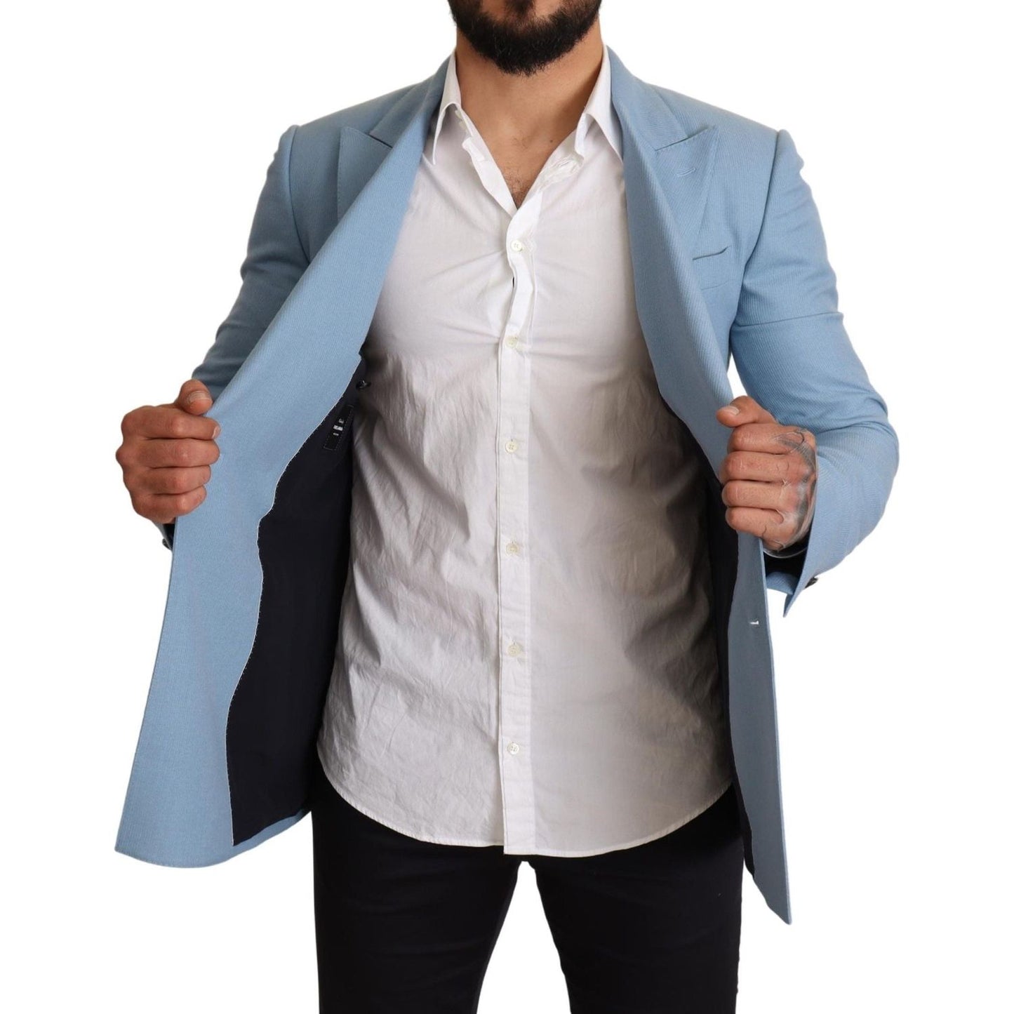 Dolce & Gabbana Elegant Blue Cashmere-Silk Men's Blazer Blazer Jacket blue-cashmere-silk-slim-fit-blazer-jacket IMG_0953-5136f201-595.jpg