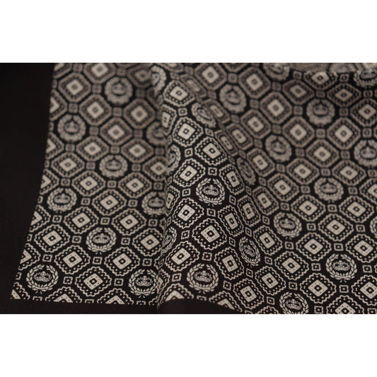 Dolce & Gabbana Elegant Black Silk Men's Scarf Wrap black-patterned-dg-logo-square-handkerchief-scarf