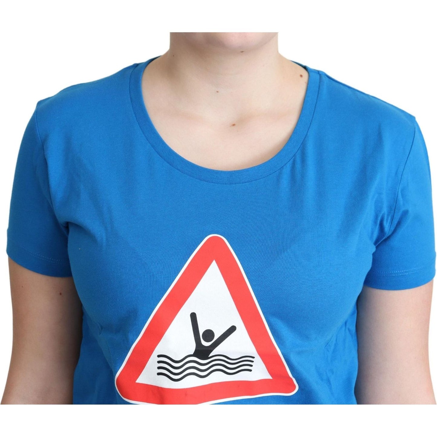 Moschino Chic Triangle Graphic Cotton Tee blue-cotton-swim-graphic-triangle-t-shirt