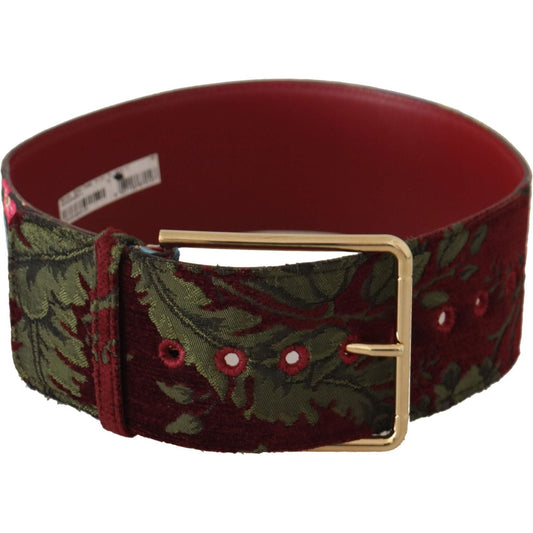 Dolce & Gabbana Engraved Logo Multicolor Leather Belt red-embroidered-leather-gold-logo-metal-buckle-belt