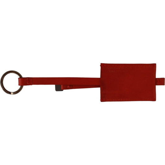 Costume National Elegant Leather and Metal Keychain - Red Keychain red-leather-branded-logo-keyring-keychain IMG_0959-1-c56effaf-8f1.jpg