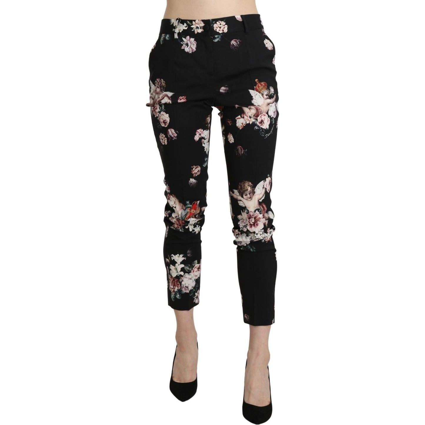 Dolce & Gabbana Elegant High Waist Cropped Trousers Jeans & Pants black-angel-floral-cropped-trouser-wool-pants IMG_0963-scaled-a7d5cdf2-5bc.jpg