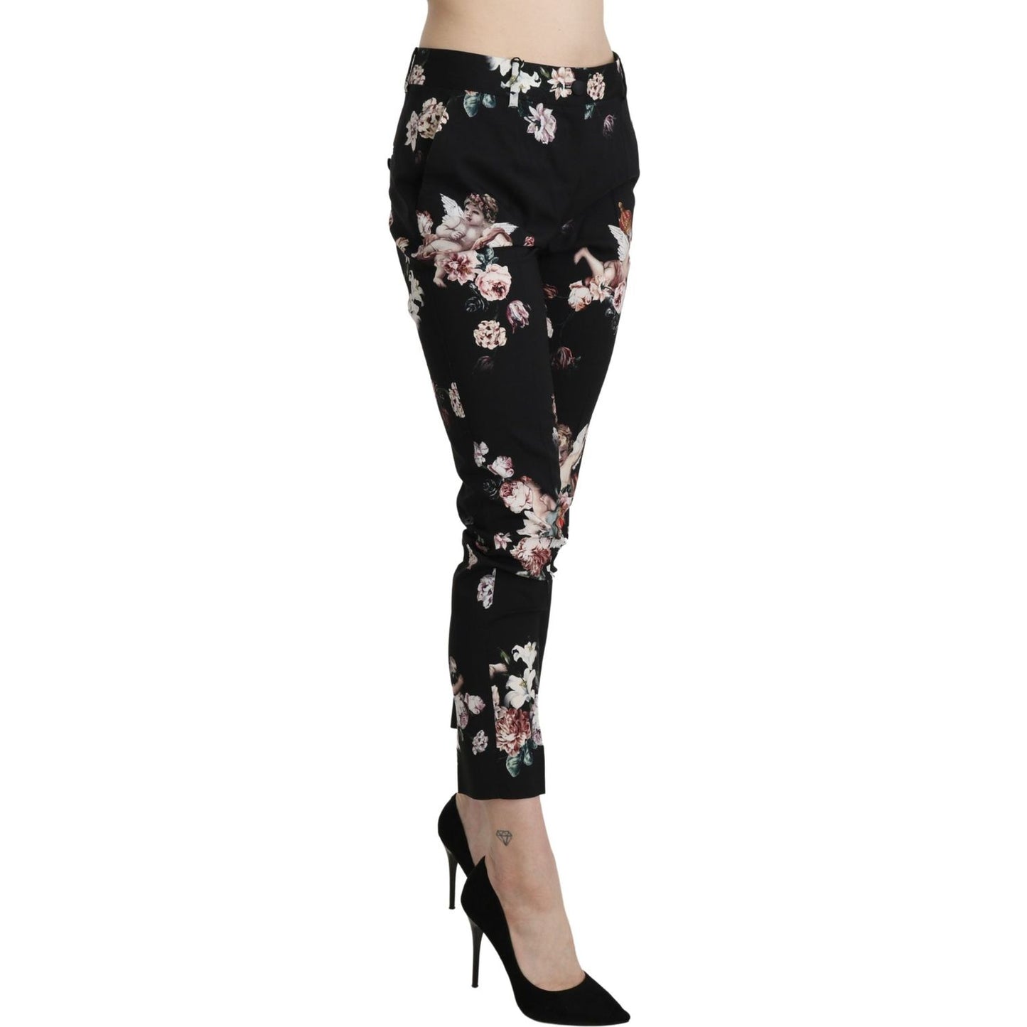 Dolce & Gabbana Elegant High Waist Cropped Trousers Jeans & Pants black-angel-floral-cropped-trouser-wool-pants IMG_0964-scaled-40a05506-73b.jpg