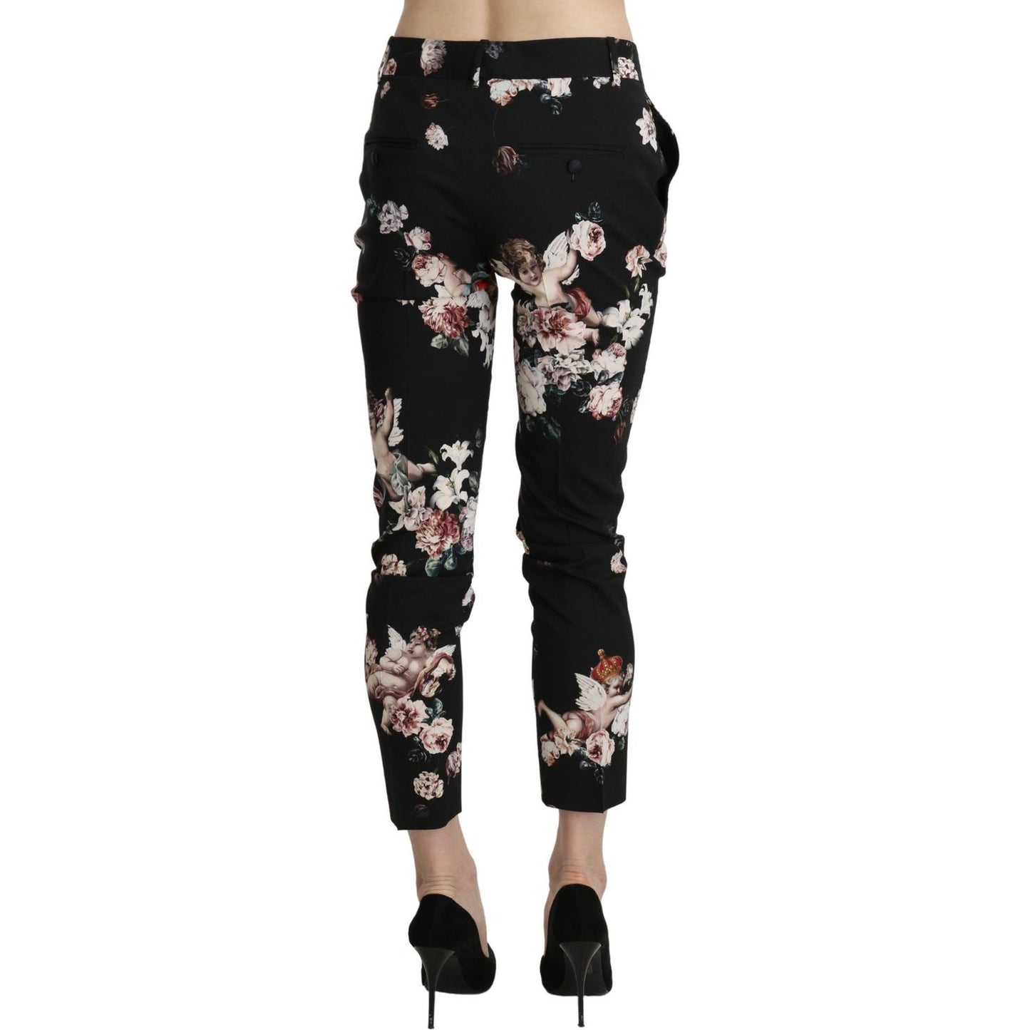 Dolce & Gabbana Elegant High Waist Cropped Trousers Jeans & Pants black-angel-floral-cropped-trouser-wool-pants IMG_0966-scaled-e579ef7d-cbe.jpg