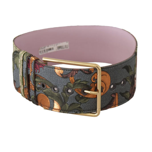 Dolce & Gabbana Elegant Multicolor Canvas-Leather Belt multicolor-leather-embroidered-gold-metal-buckle-belt